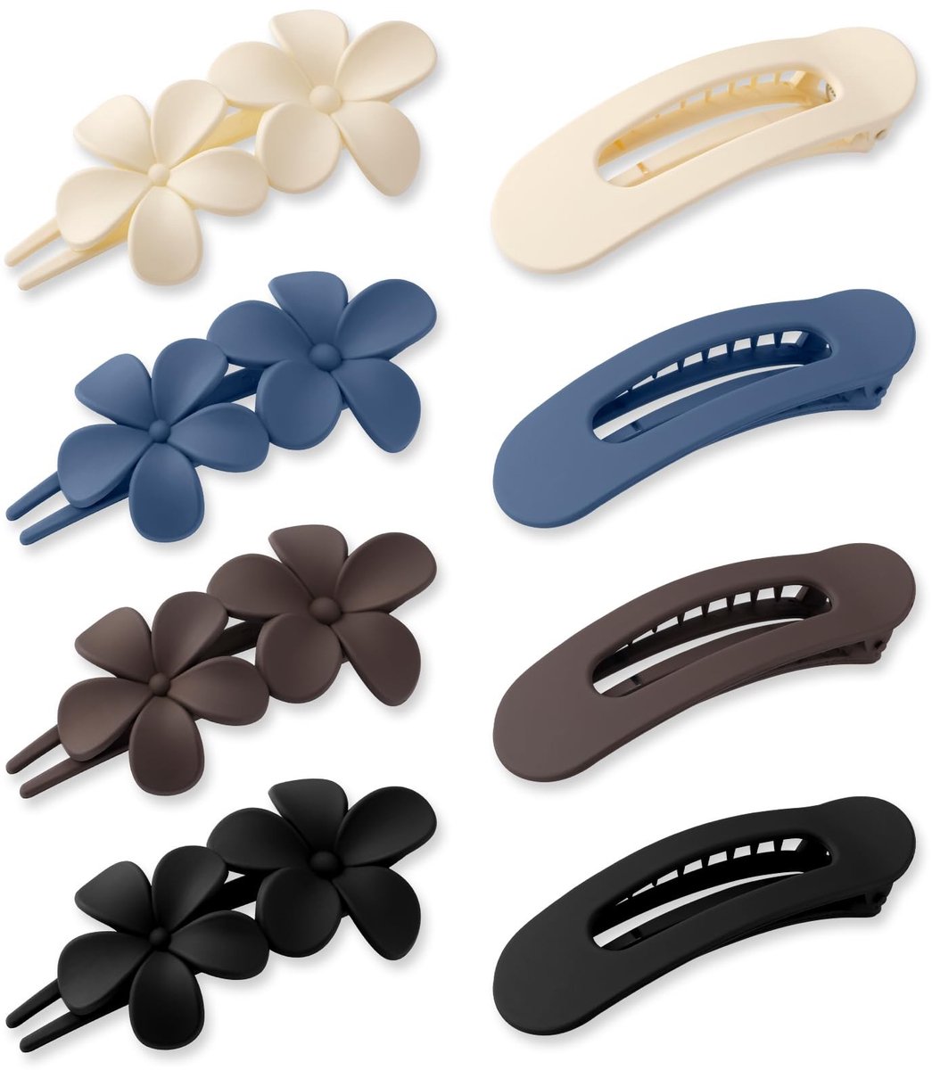 Dailygoods - Set van 8 Platte Haarclips voor Vrouwen in Diverse Kleuren en Stijlen