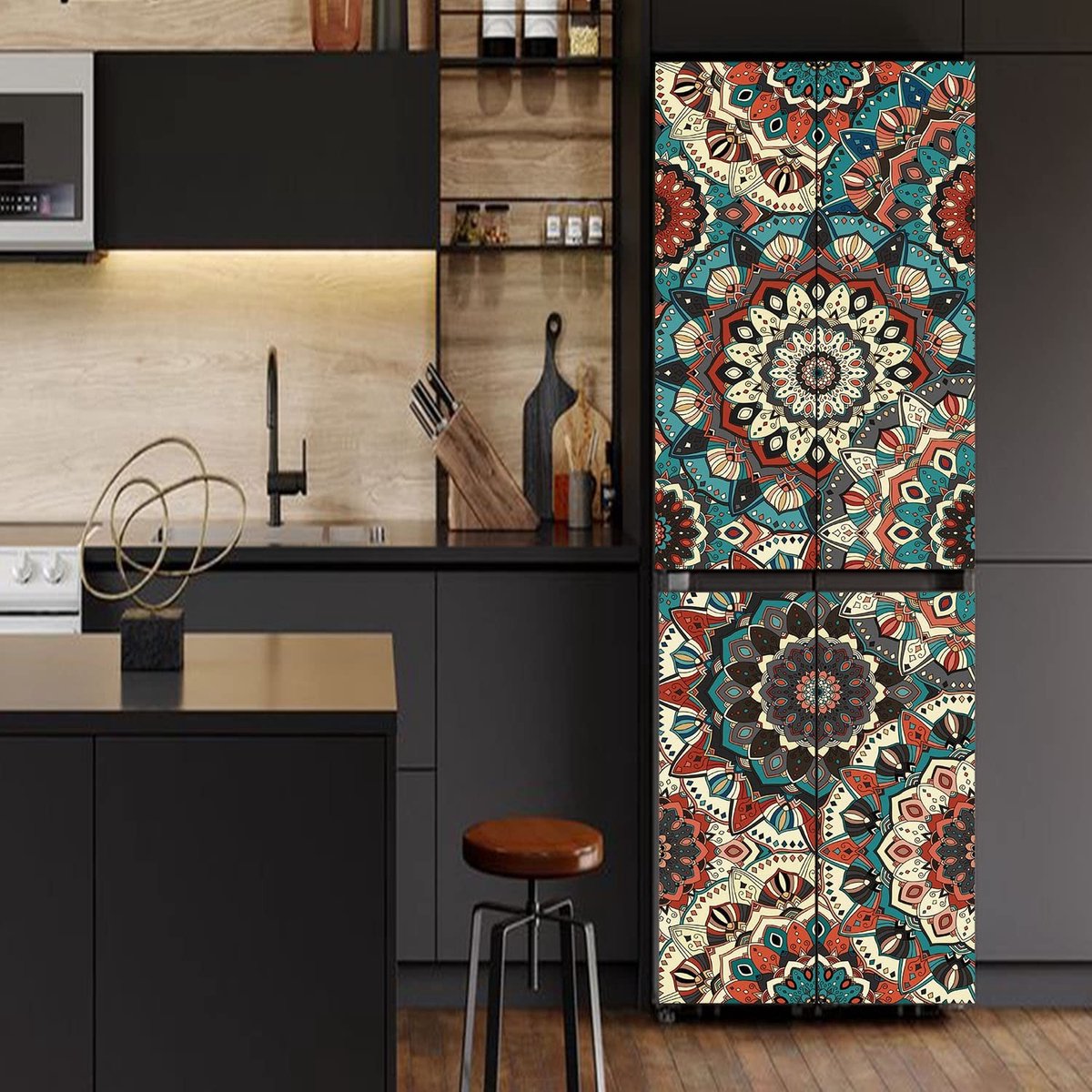 Dailygoods - Dailygoody - Zelfklevende Vinyl Koelkastfolie - Geometrisch Groen Goud Marmer Effect - 56x163cm - Koelkaststickers voor een unieke uitstraling - Makke