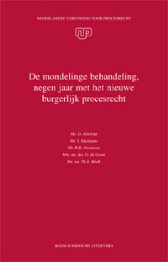 Nederlandse Vereniging voor Procesrecht 26 - De mondelinge b ... - cover