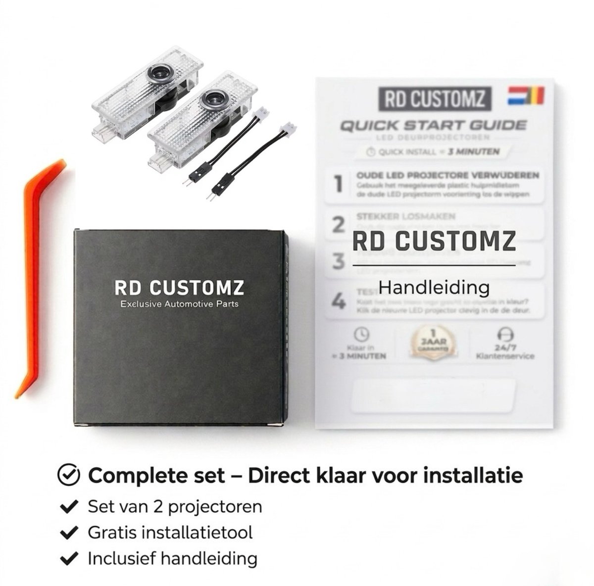 RD Customz® BMW Deur Logo Projector - Instapverlichting - Black & White Edition - Auto deur verlichting - Auto interieur - BMW accessoires - Set van 2 - Portierverlichting - Laser Projector - 3/4/5/6/7 serie - M3/M5 - X1/X3/X4/X5/X6 - GT – foto 3