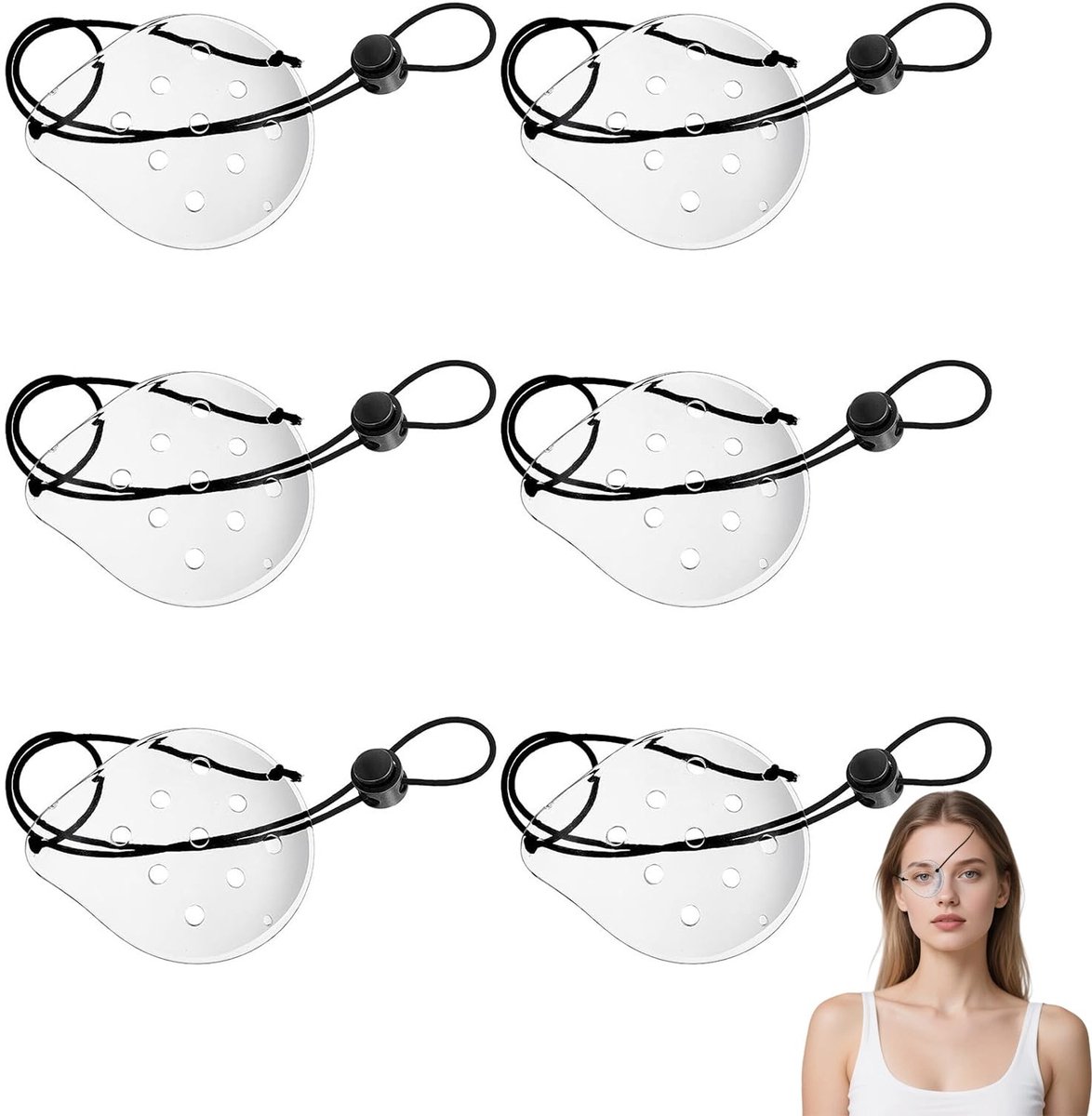 Dailygoods - Transparante Oogmaskers, 6 Stuks, Ademend en Beschermend