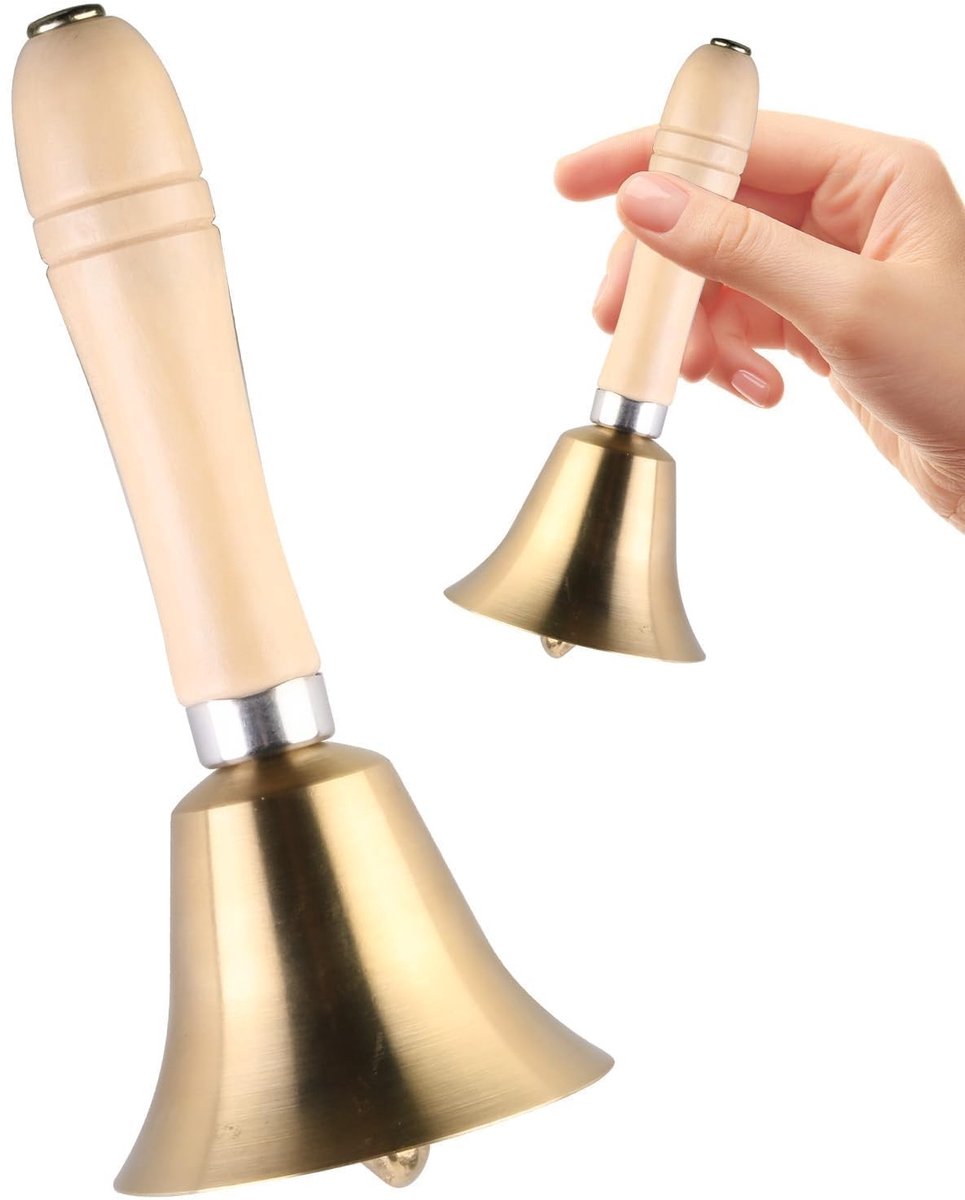 Dailygoods - Klassieke Messing Handbel met Houten Handvat