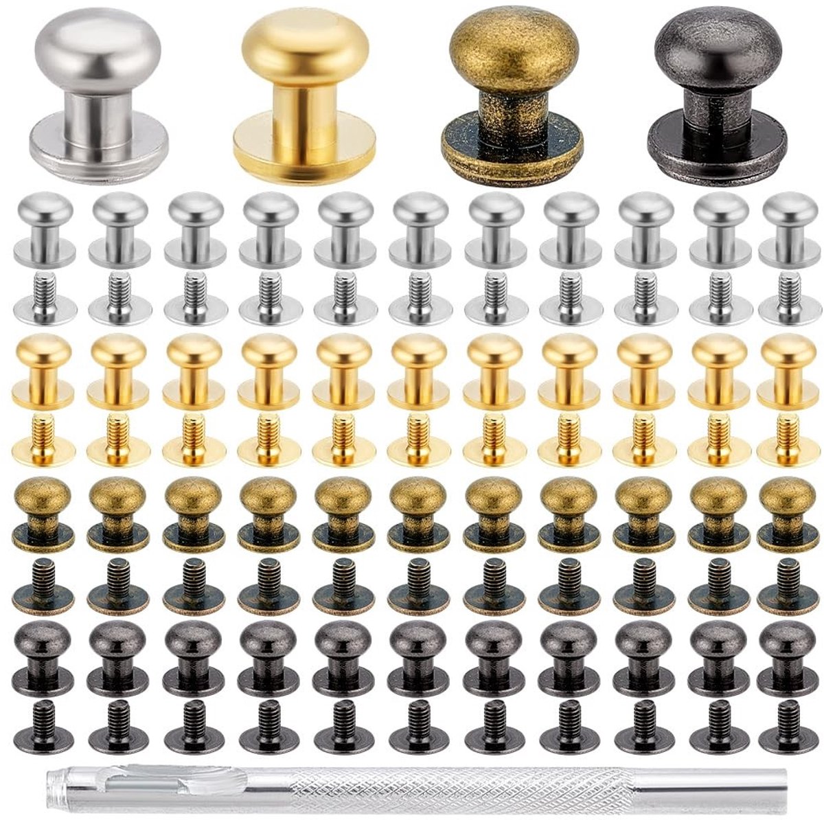 Dailygoods - Messing Kastlade Trekgrepen Set met Schroeven (64 Sets)