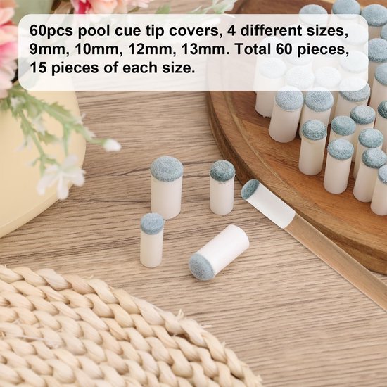 Dailygoods - Cosensi - Dailygoody - Slip-On Pool Cue Dots - Billiard Stick Sleeves - 60 Stuks - Wit - Snooker en Pole Cue Accessoires - Voor Tafelonderhoud - 9/10/12/13 van Dailygoods — afbeelding 4