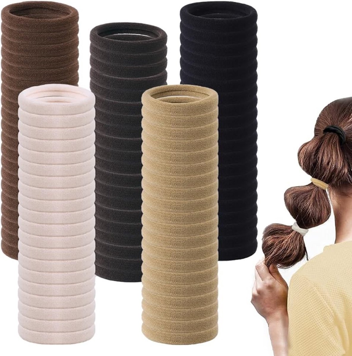 100 Stuks Zachte Naadloze Elastische Haarbanden, Sterke Ponytail Houders en Accessoires voor Vrouwen, Geen Metaal, Ideaal voor Alle Haartypes