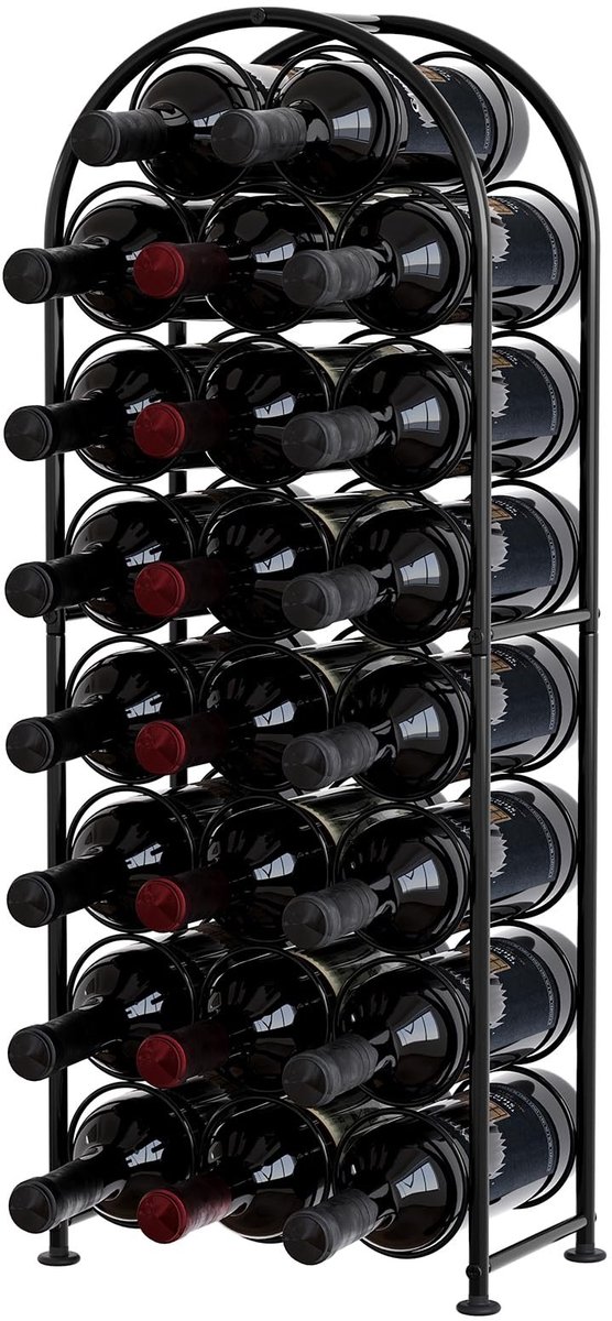 Dailygoody - Wijnrek - Vrijstaand wijnhouder - Elegant design - Zwart - Wijnopslag - Organizer voor 23 flessen - Geschikt voor thuis en keuken