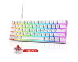 HXSJ V900 – Bedrade Gaming Toetsenbord – Mechanisch – RGB – Linear – Red Switch – 61 Keys – QWERTY Toetsenbord – Wit