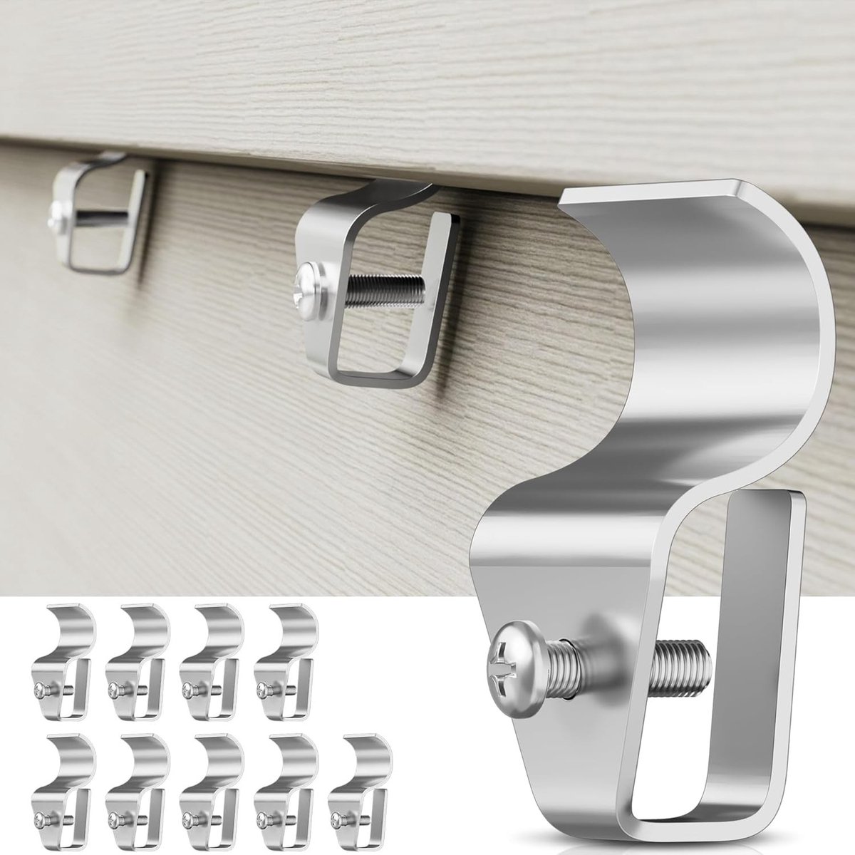 Dailygoods - Cosensi - Dailygoody - Vinyl Siding Clip Hooks - Buiten Camera's - Geen Gaten Nodig - 10 Stuks - Makkelijk Te Bevestigen - Duurzaam - Geschikt voor Buiten - Zwa