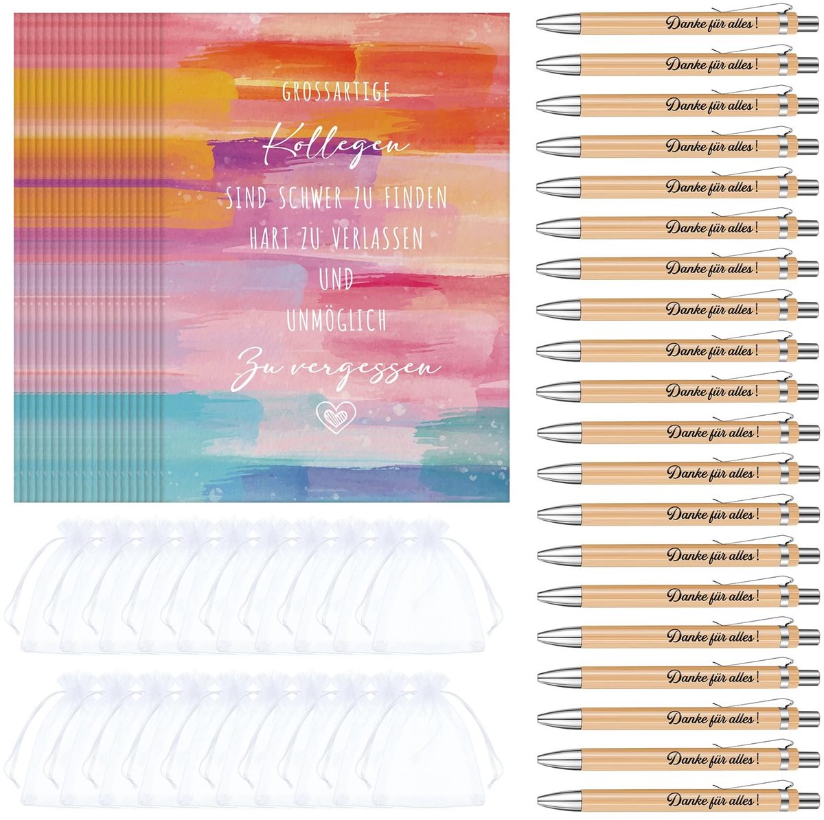 Dailygoody - Collega Geschenken Set - Bedankjes voor Collega's - Afscheidscadeau - Regenboogstijl - Grappige Kaarten - Praktisch en Persoonlijk