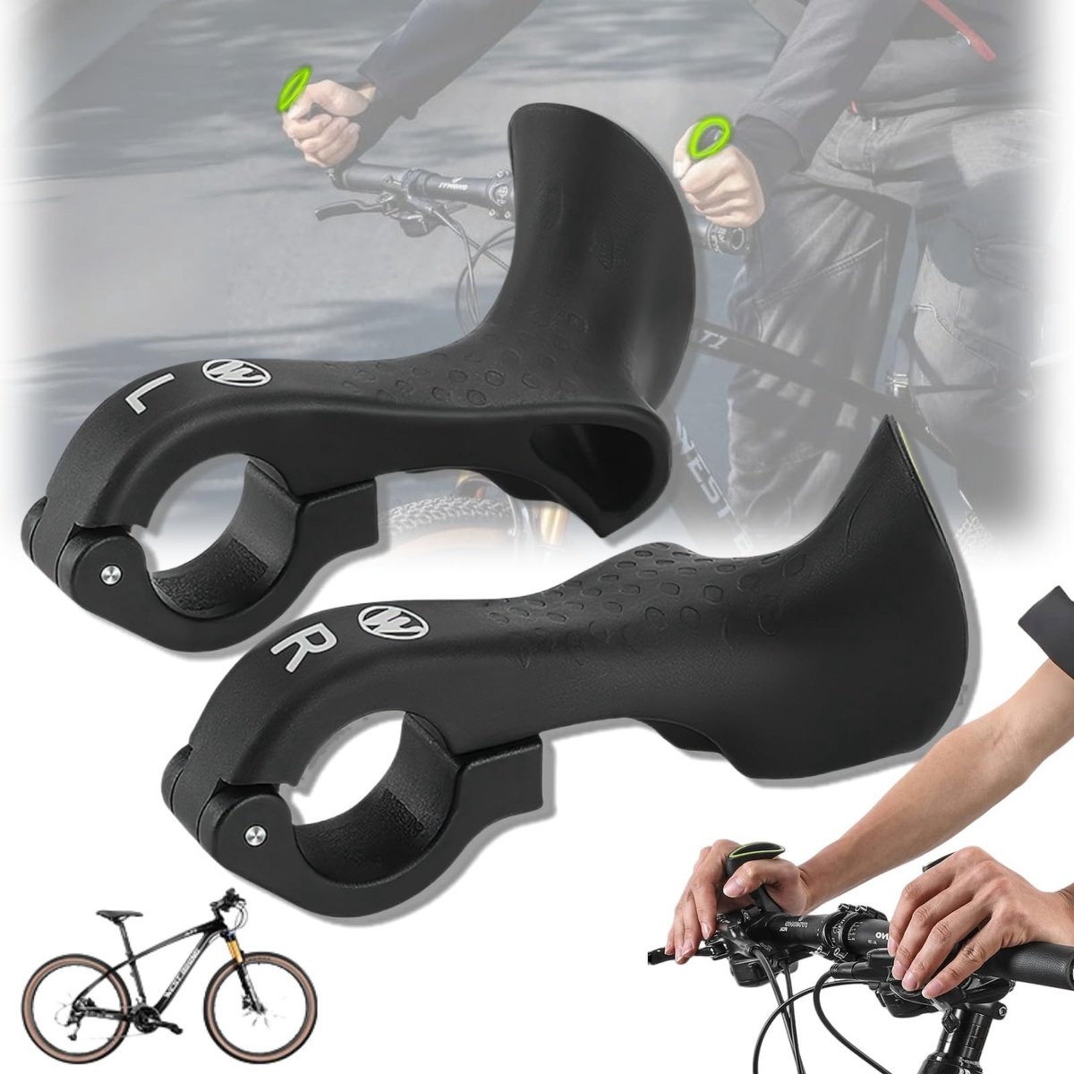 Dailygoody - MTB-Fietsgrepen - Ergonomische Fietshandvatten - Antislip en Comfortabel - Zwart - Lichtgewicht Mountainbikegrepen - Geschikt voor 21,8-2...