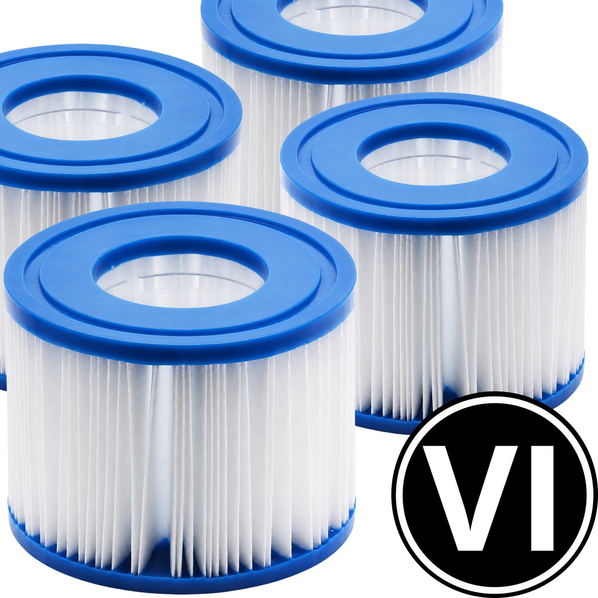 4 stuks VI Whirlpool Filter Geschikt voor Lay Z Spa | Bestway Filter 58323 | Bubbelbad Cartridge Miami Vegas Monaco Palm Springs | All Smiles Filterbundel