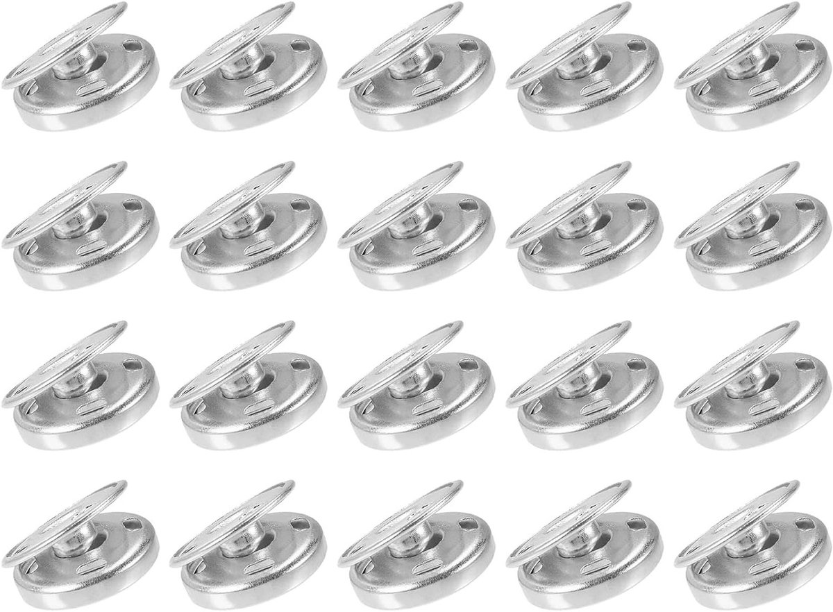 Sew on drukknopen 15mm - 20 stuks, koperen en zilveren snap buttons voor kleding en leerbewerking