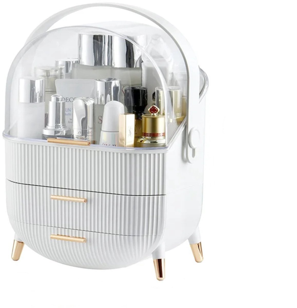 Hutjemutje - luxe desktop make-up organizer - multifunctionele beauty producten case - opbergdoos cosmetica - sieraden organizer - wit - goud