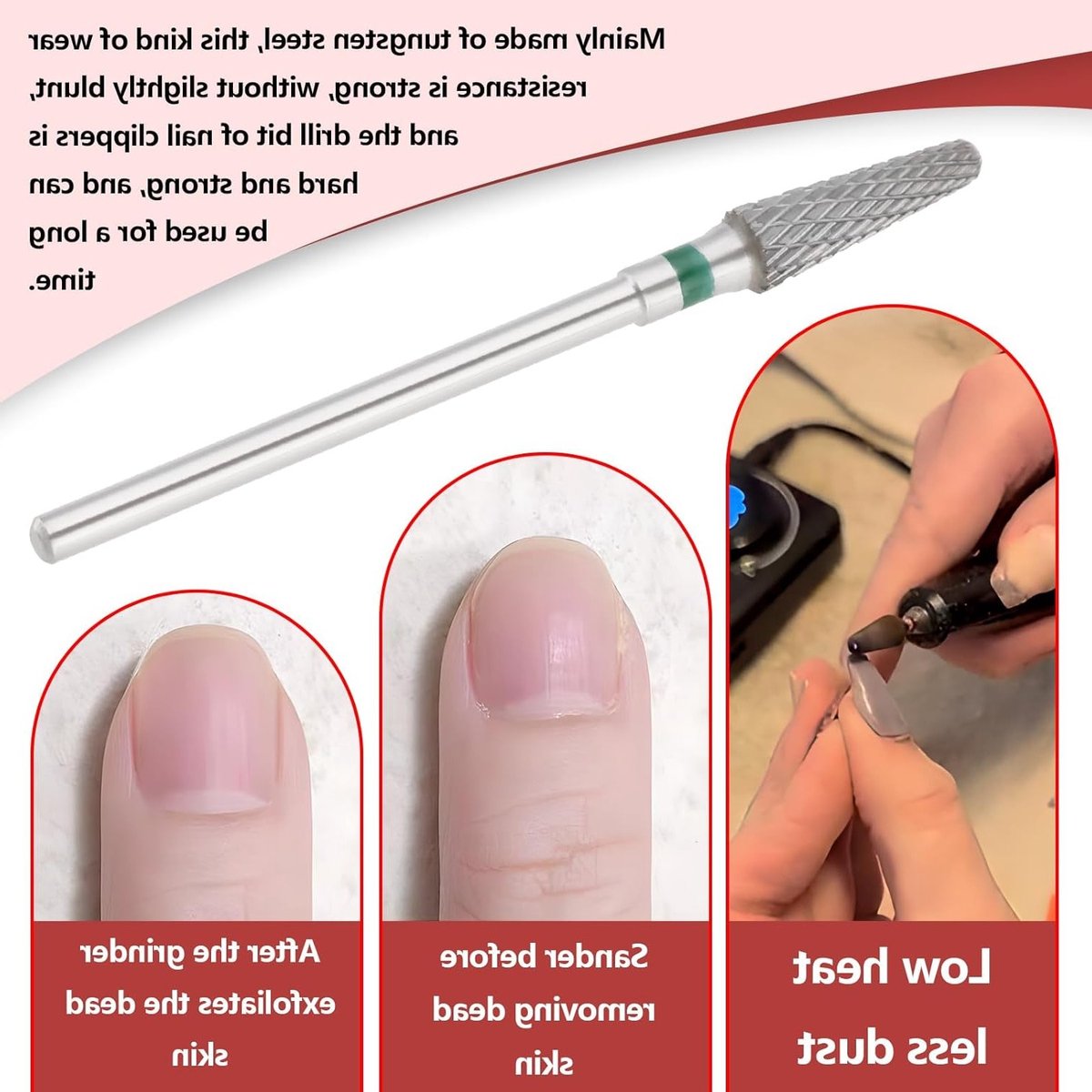 Harde Metalen Frees voor Manicure, 2.35 mm, Elektrische Nagelboor voor Gel en Cuticles, Coarse Teeth, Professionele Nagelverzorging