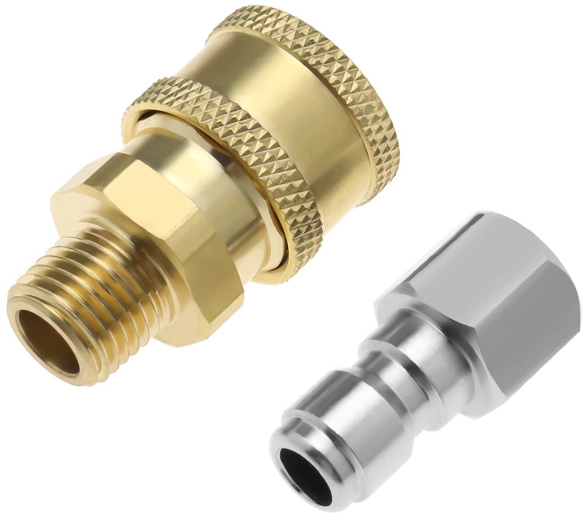 Dailygoods - Dailygoody - hogedrukreiniger koppelingen - draad - messing en roestvrij staal - 1/4 inch snelkoppeling - adapter voor hogedrukreinigers - set van 2