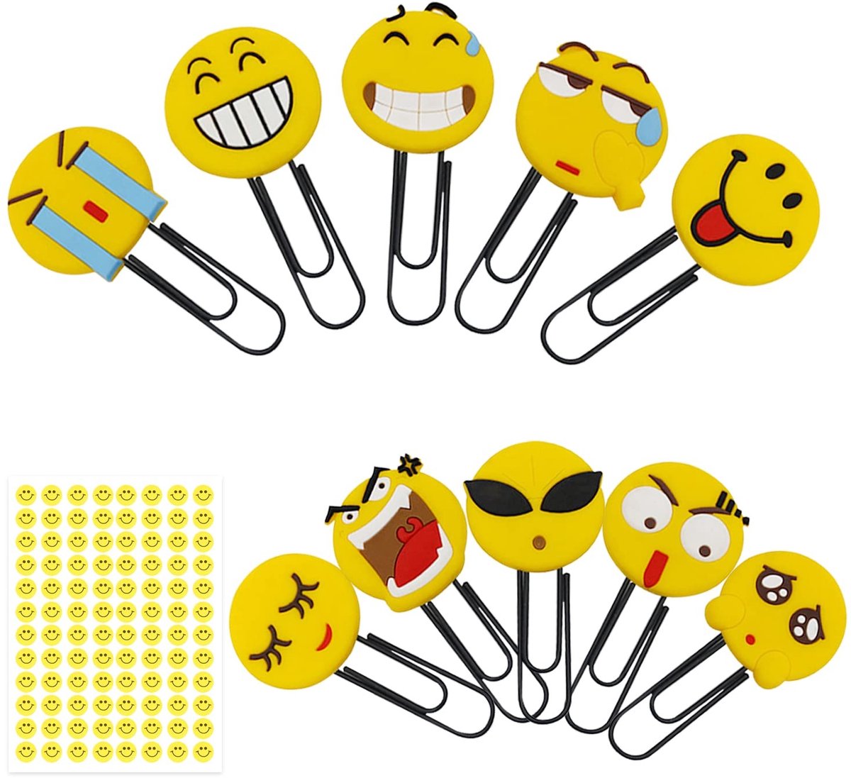 Dailygoods - Dailygoody - Smiley-paperclips - Kantooraccessoires - Geel - Creatieve bladwijzers - Mini-bladwijzers - Perfect voor thuis en op kantoor