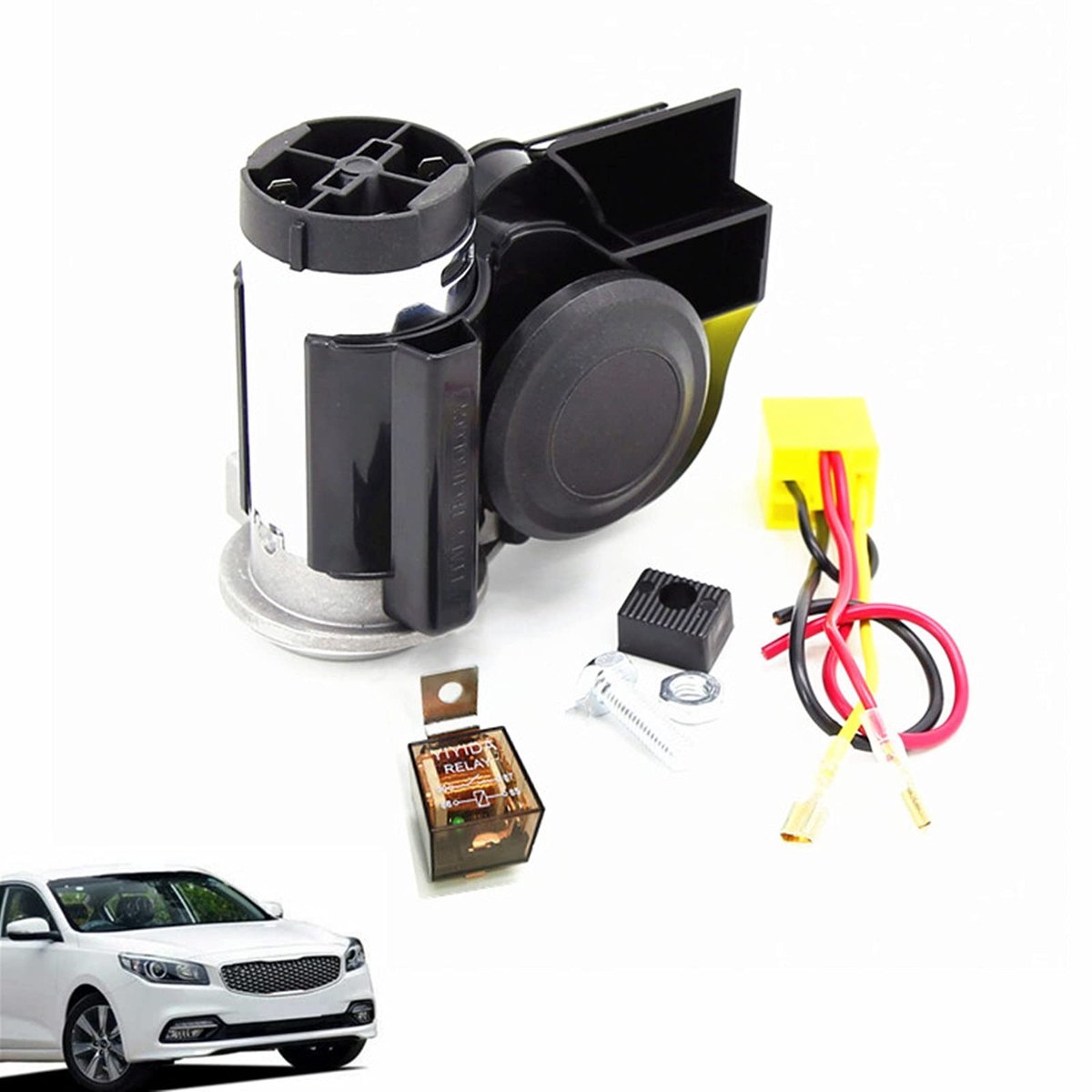 Dailygoods - Dailygoody - Auto luchthoorn - 135DB luchthoorn - Super luid geluid - Chroom - Elektrische pomp sirene - Geschikt voor 12V voertuigen - Slakken hoorn