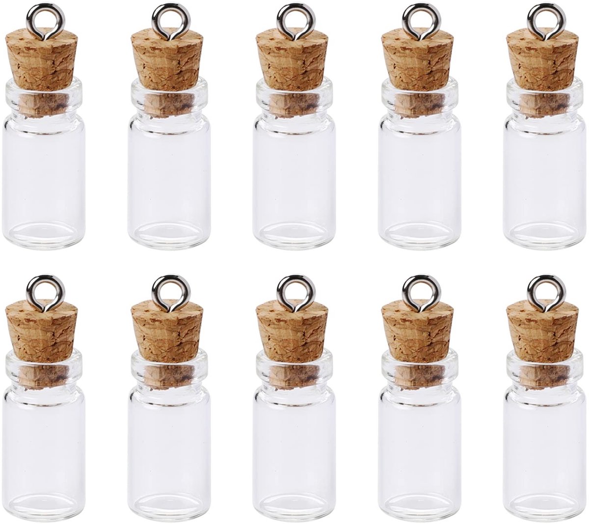 Allecto - Glazen wensfles - Mini-glazen flessen - 10 stuks - 1 ml - Decoratieaccessoires - Perfect voor wensen - Klein formaat