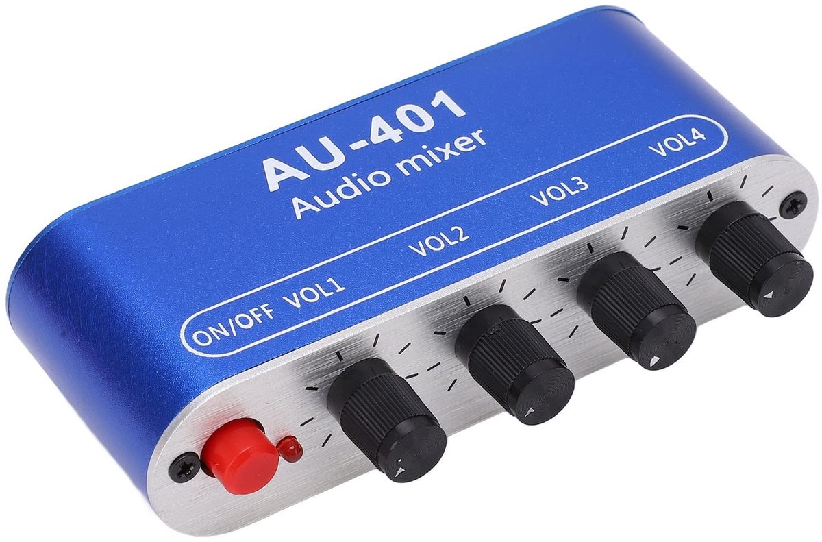 Allecto - Geluidsmixer - 4 Ingangen 1 Uitgang - Ideaal voor Audio-Professionals - Compact Formaat - Hoofdtelefoon Versterker - Hoge Kwaliteit Mixen...