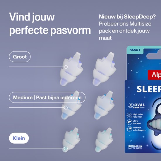 Alpine SleepDeep Mini Oordopjes Slapen - Maximale Geluidsdemping - Perfect voor Zijslapers - 27dB SNR Oordoppen - Sleep Plugs - Slaapoordoppen Snurken - Small Size - 1 Paar