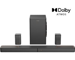 ULTIMEA 5.1.2-kanaals Dolby Atmos soundbar met 6,5″ subwoofer, 2 surround speakers, HDMI eARC, Bluetooth 5.4 en app-bediening