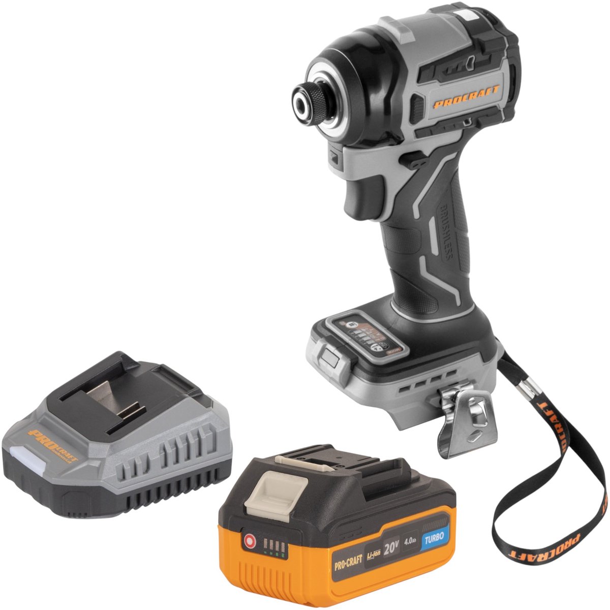 Procraft Industrial ID20Abb accu-slagmoersleutel 20 V 180 Nm 1/4" + 1x accu 4,0 Ah + oplader