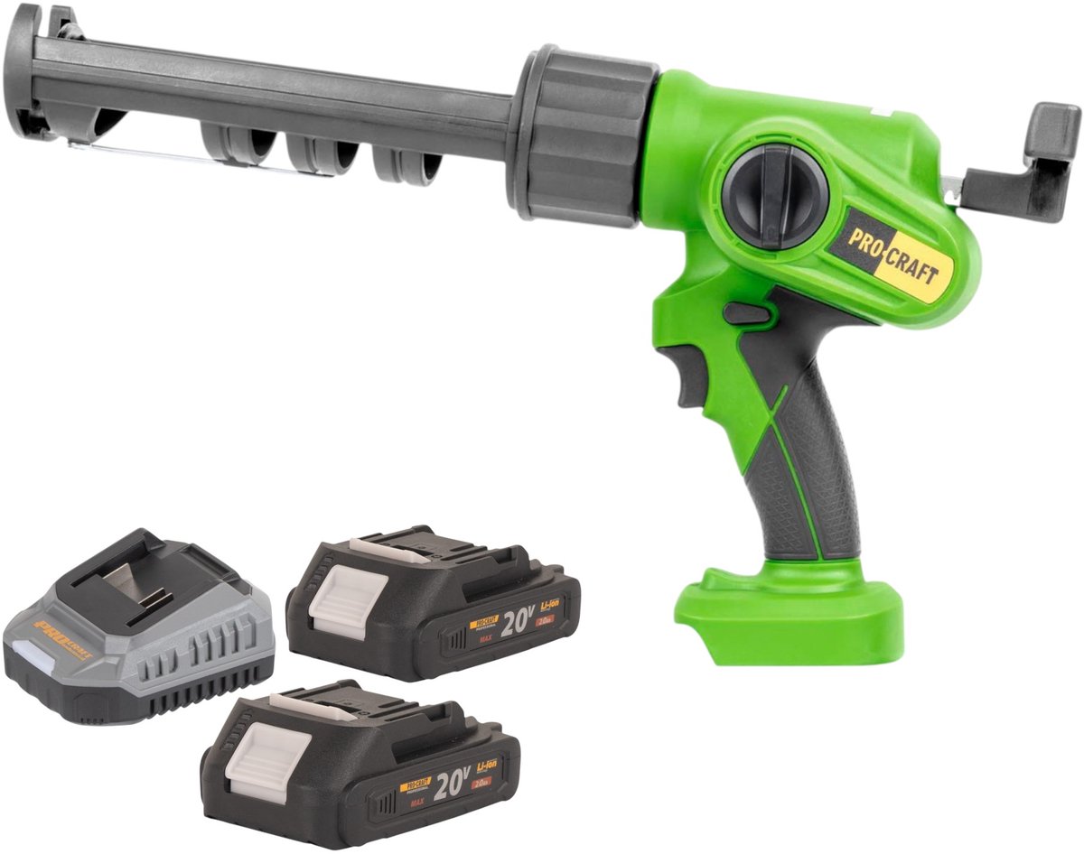 Procraft PC20bb accu-cartridgepistool 20 V 2000 N 280 - 310 ml + 2x accu 2,0 Ah + oplader