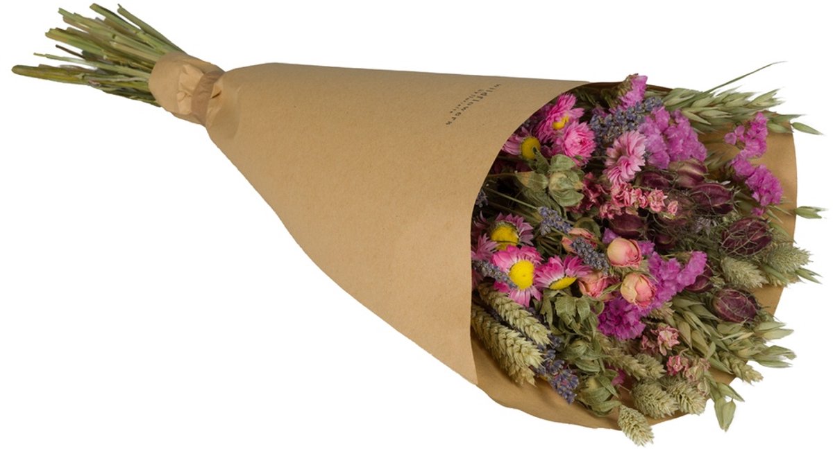 Wildflowers by Floriëtte Field Bouquet - Pink - Roze - 60 cm - Droogbloemen - Boeket