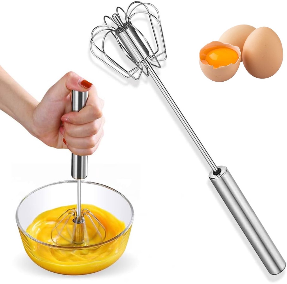 Allecto - Sneeuwborstel - Handmixer - Multifunctionele eiergarde - Zilver - Roestvrij staal - Voor koken en mixen - 27x7 cm