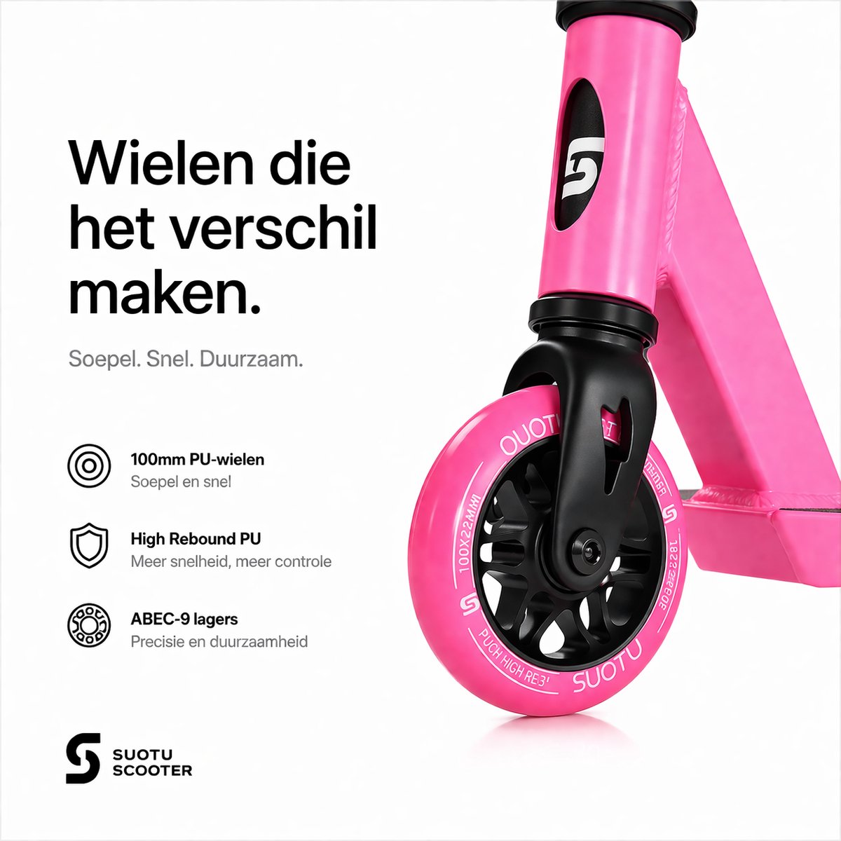 Suotu Stuntstep - Kinderstep - Maximale 78cm - Step 8+ Jaar - Stuntstep Jongens en meisjes - Aluminium - Roze/Groen/Zwart — afbeelding 6