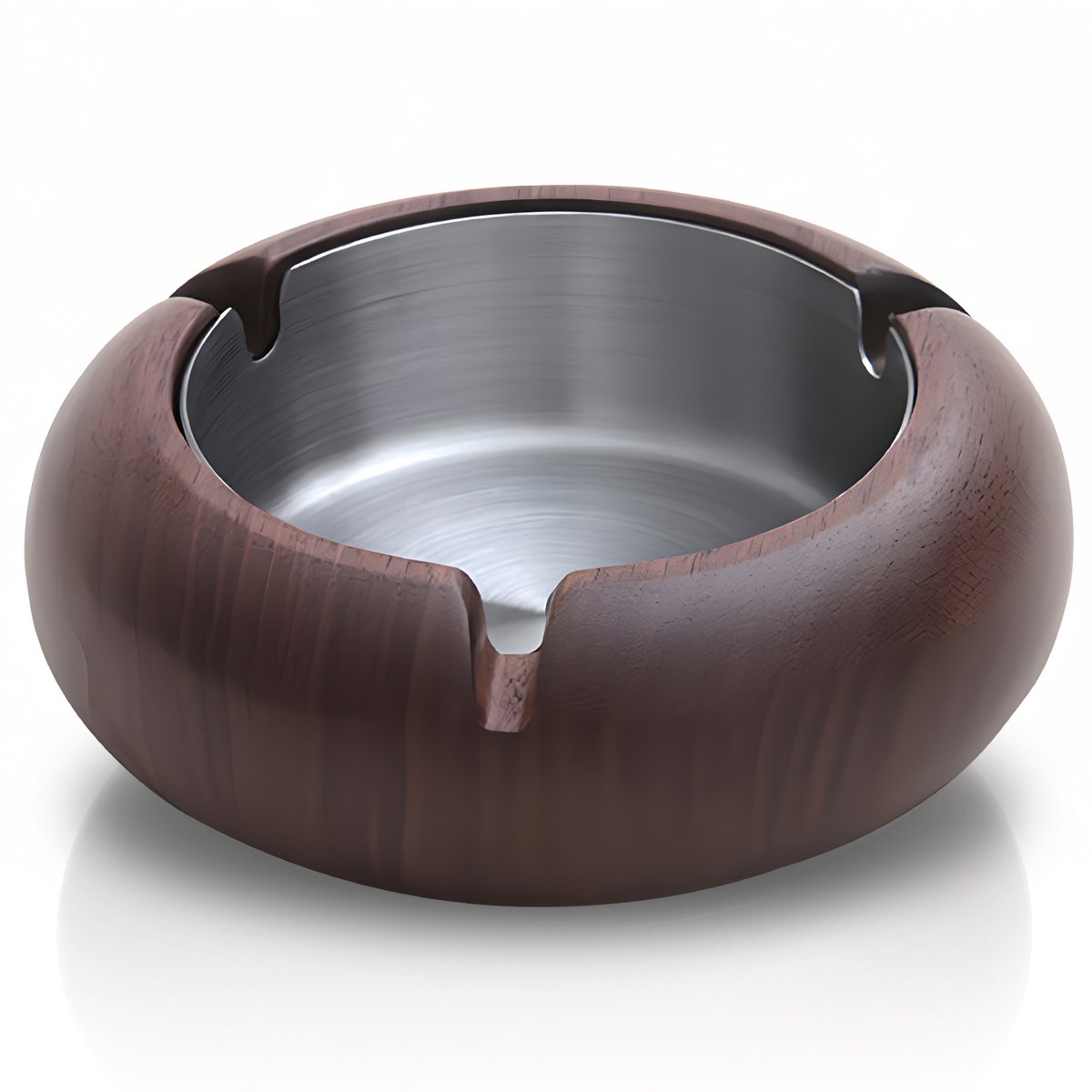 Walnoothouten Asbak – Luxe Houten Sigaren Asbak – Ronde Design Asbak voor Binnen en Buiten – Donkerbruin