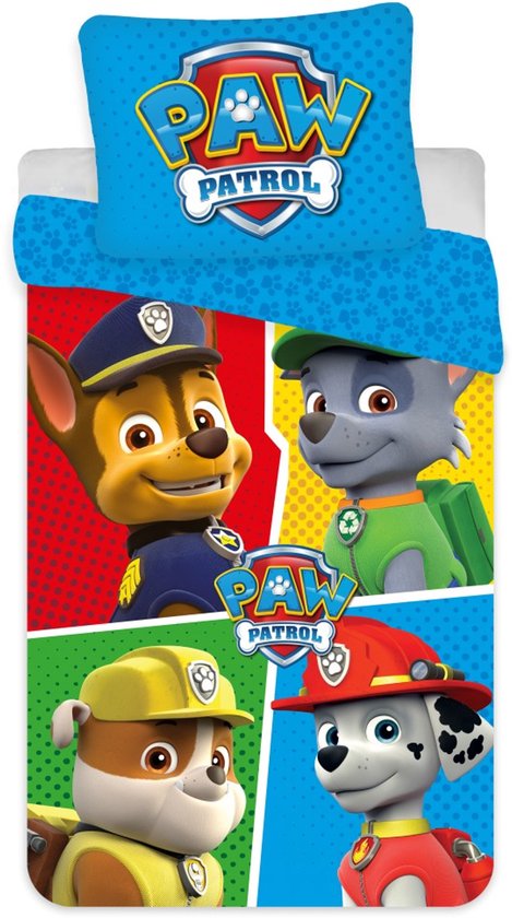 Paw Patrol peuterdekbedovertrek squares - 100 x 135 cm