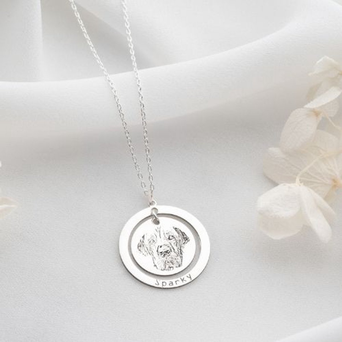 My Pets Family Ketting Met Hanger | 925 Sterling Zilveren Cadeau Dierenliefhebber | Zilver_45 cm Ketting | Herinnering Huisdier