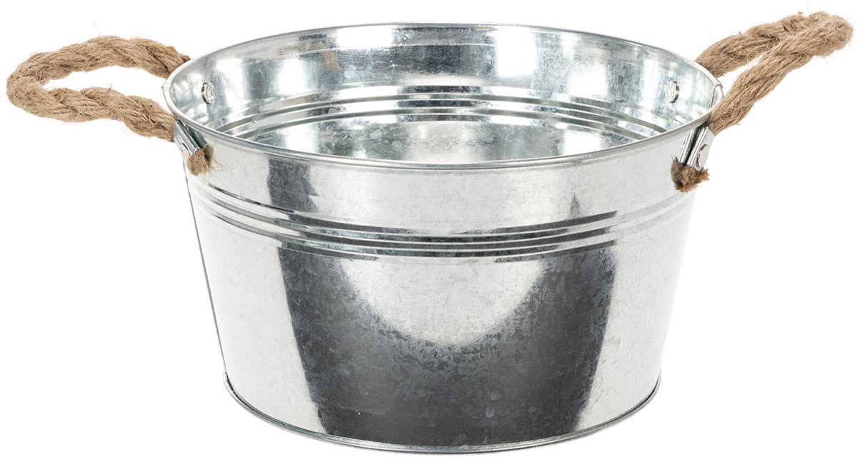 Plaatstalen schaal met touwgrepen glanzend Ø22cm