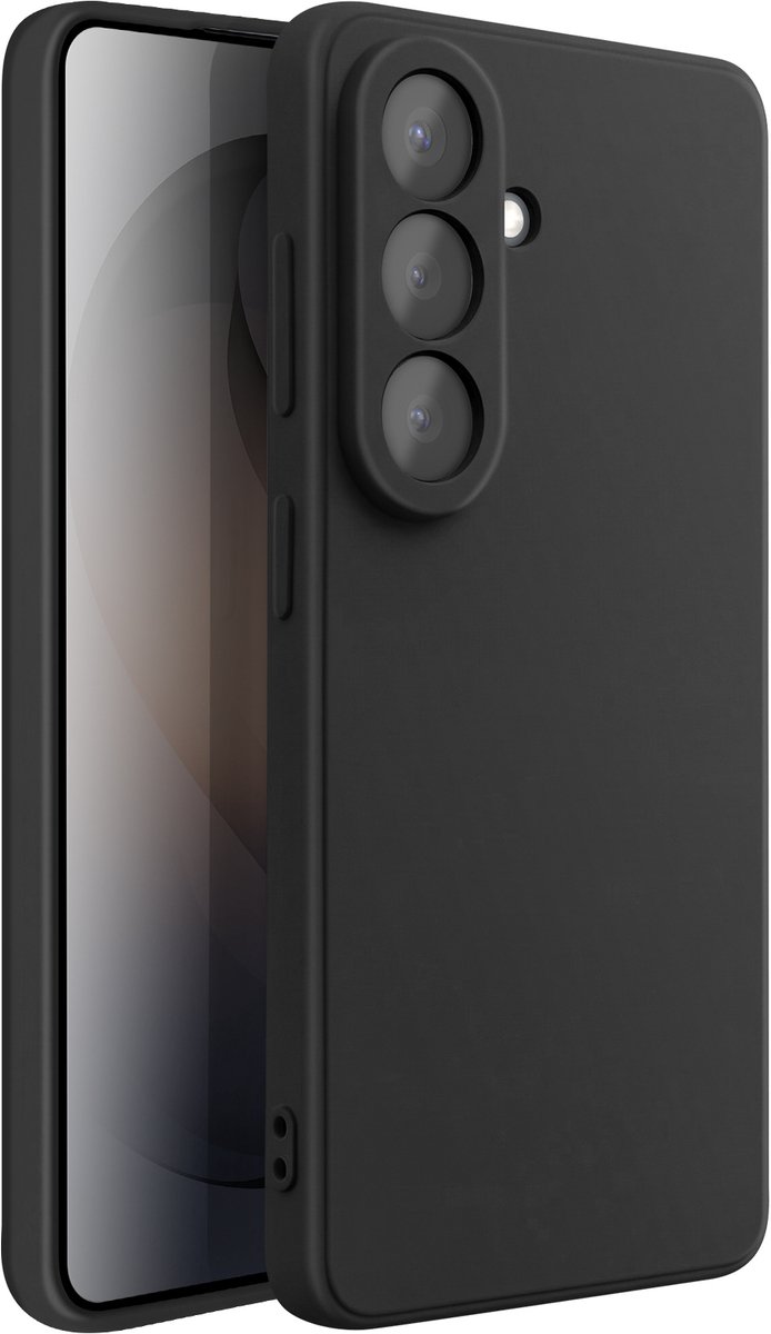 Avizar Hoesje Geschikt voor Samsung Galaxy S26 van Zacht Soft-Touch Siliconen, Zwart
