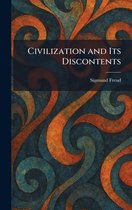 Boekomslag van 'Civilization and Its Discontents' van Sigmund Freud met een abstract patroon van oranje, bruine en tealkleurige golvende lijnen.