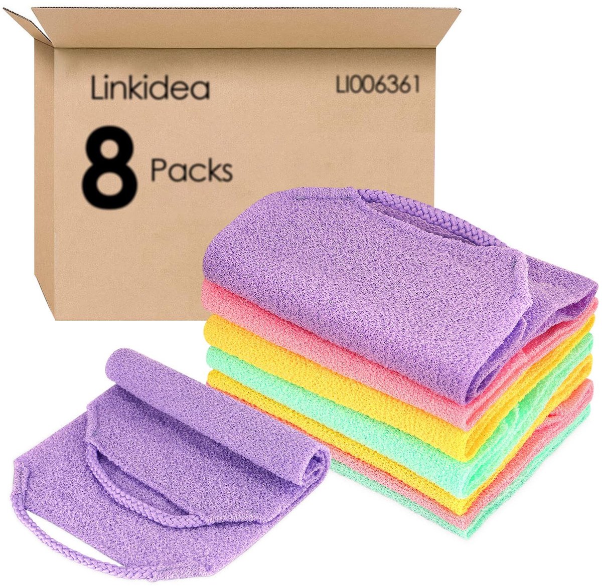 Allecto - Exfoliërende Badhanddoek - 8-pack - Sneldrogend en Compact - Paars - Scrub Washcloths - Diepe Huidreiniging - Geschikt voor Thuis en Reis...