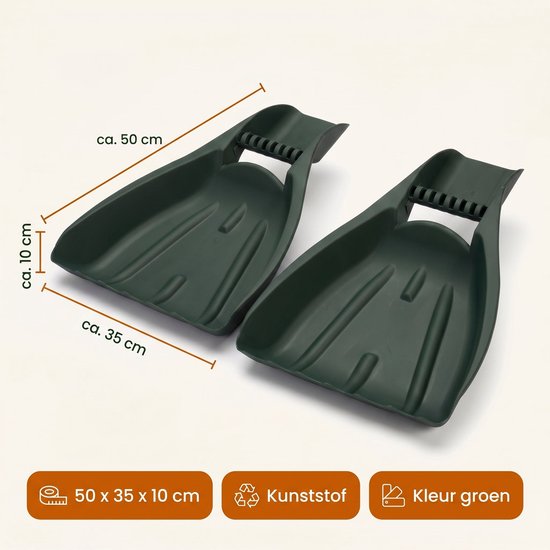 Cheqo® Bladgrijper Set van 2 - Bladschep - Schephanden - Bladeren Oprapen - Tuinafval - Scoops - Bladverzamelaar - Handharken - Bladhark - Tuinklauwen - Blad Opraap Hulpmiddel - Gazongras - Tuingereedschap - Groen van Cheqo — afbeelding 3
