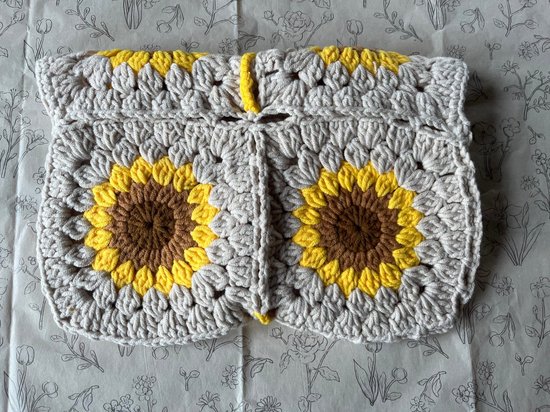 Boek hoes gehaakt Grijs/Geel/Bruin - gehaakte book cover voor boek en e-reader — afbeelding 2