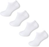 Basset Bamboe - Unisex Sneakersokken - 4-pack - Maat 39/42 - Wit