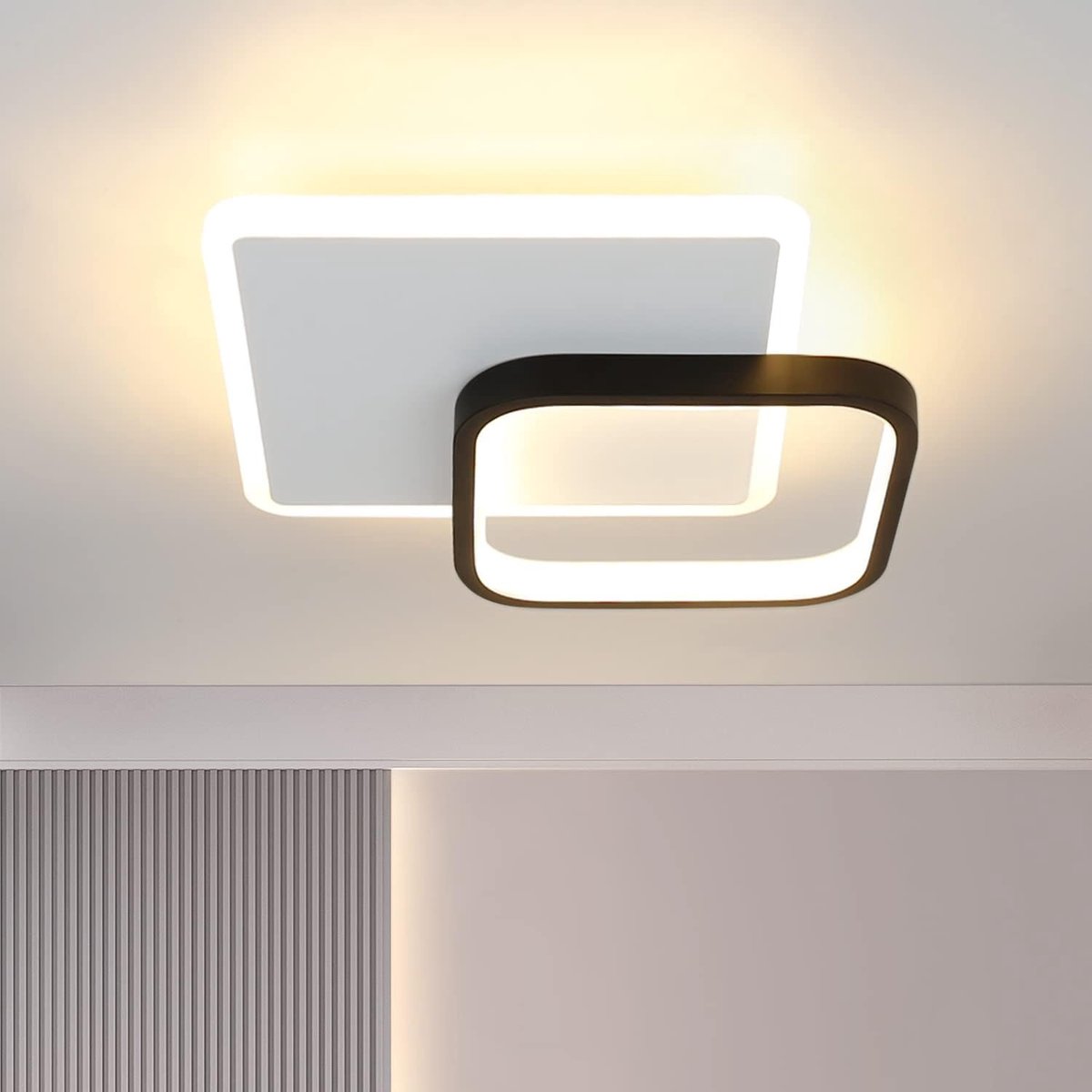 Glitzerlife - Plafondlamp Plafondspot - Modern LED Dimbaar - 1x 15W Touch Warmwit - Acryl Metaal Energiezuinig - Woonkamer Keuken Hal - Zwart Wit