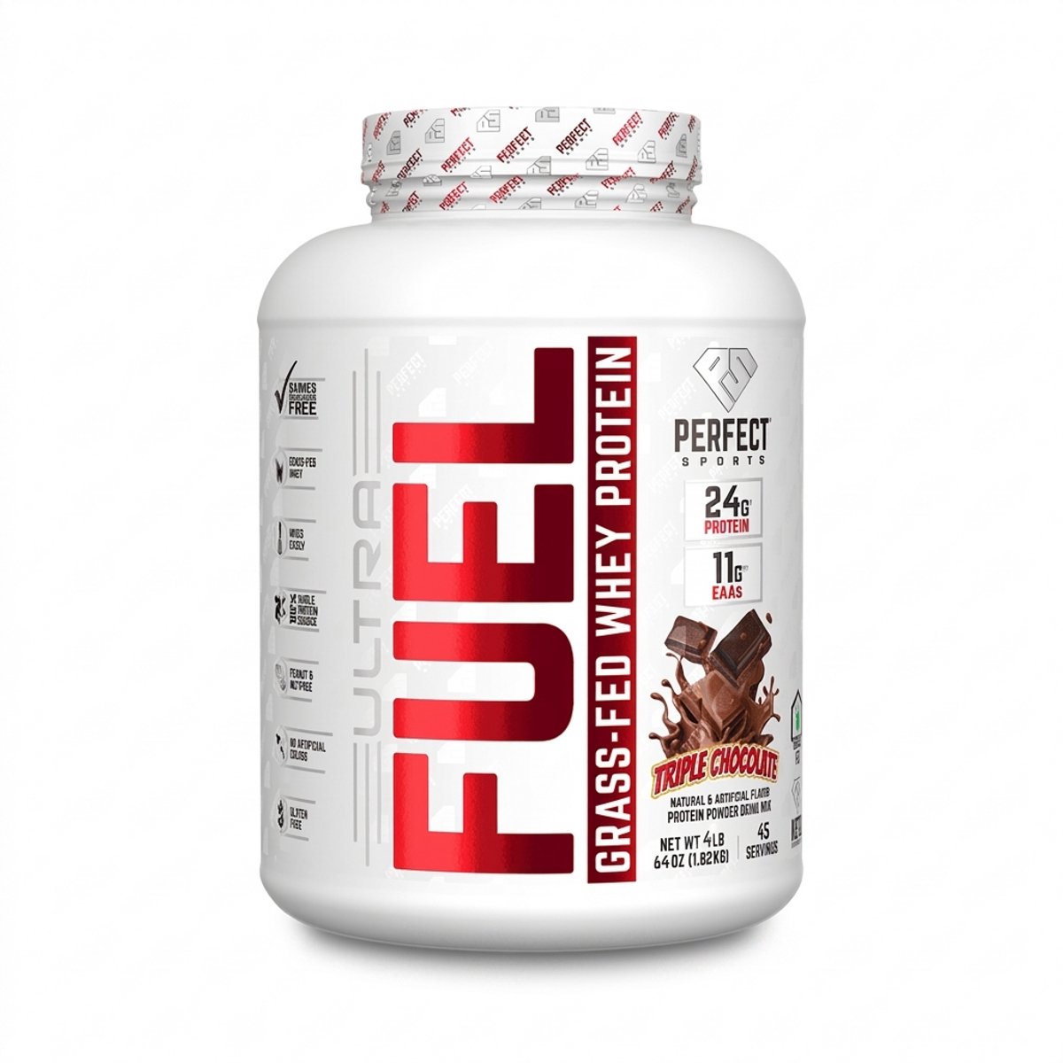 Perfect Sports Ultra Fuel Grass-Fed Whey Protein (4lbs) Triple Chocolate - Eiwitten - Wei-eiwit concentraat