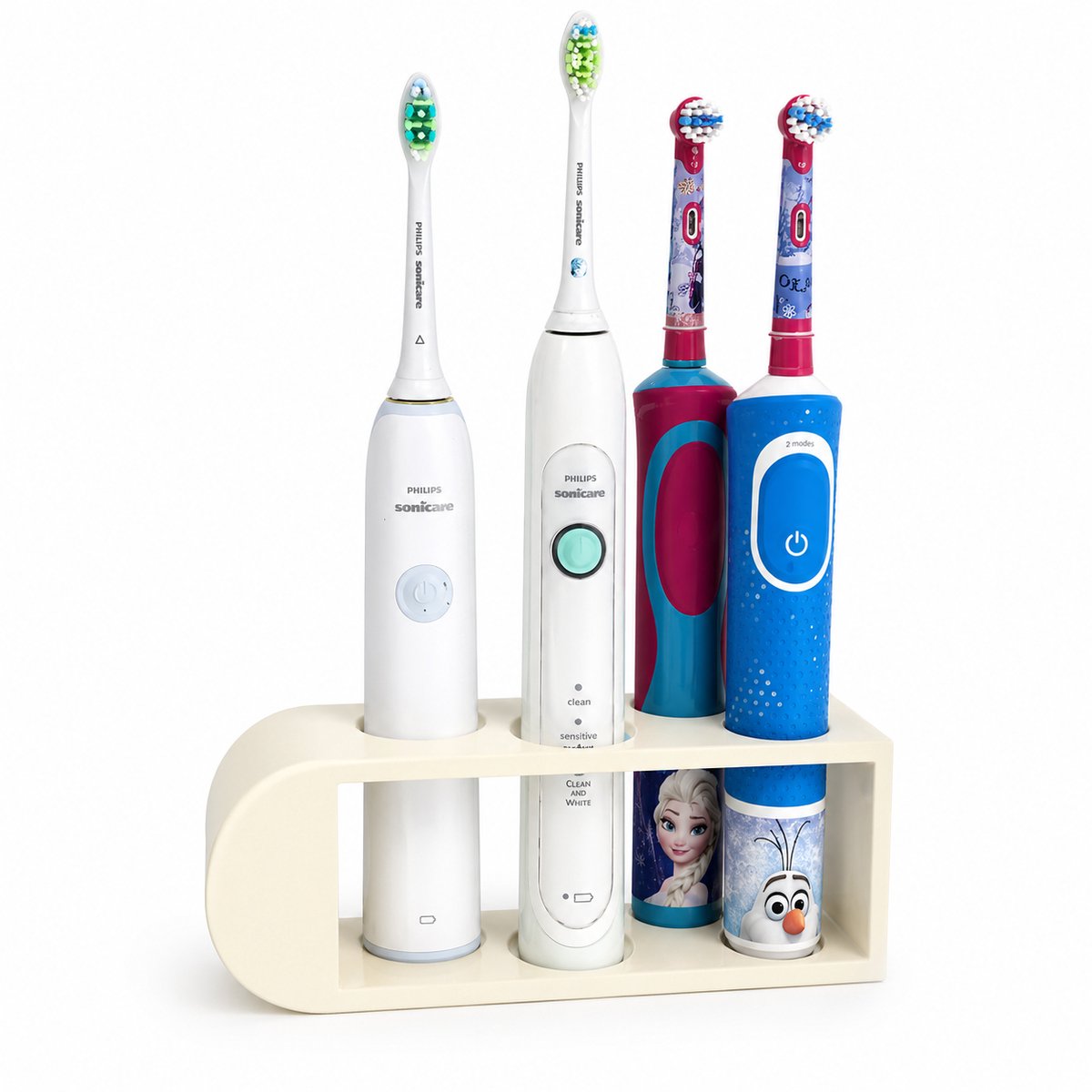 Elektrische Tandenborstel Houder Voor Gezin - Philips Sonicare En Oral B Compatibel - Badkamer Organizer - Tandenborstel Standaard Met Oplaadruimte - Antislip Design - Modern Minimalistisch - Compact Formaat - Bone White — afbeelding 1