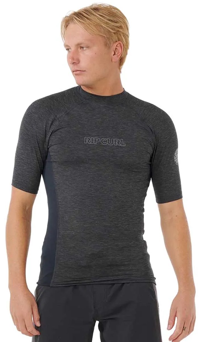 Rip Curl Dawn Patrol Perf Korte Mouw Rash Guard Man Zwart