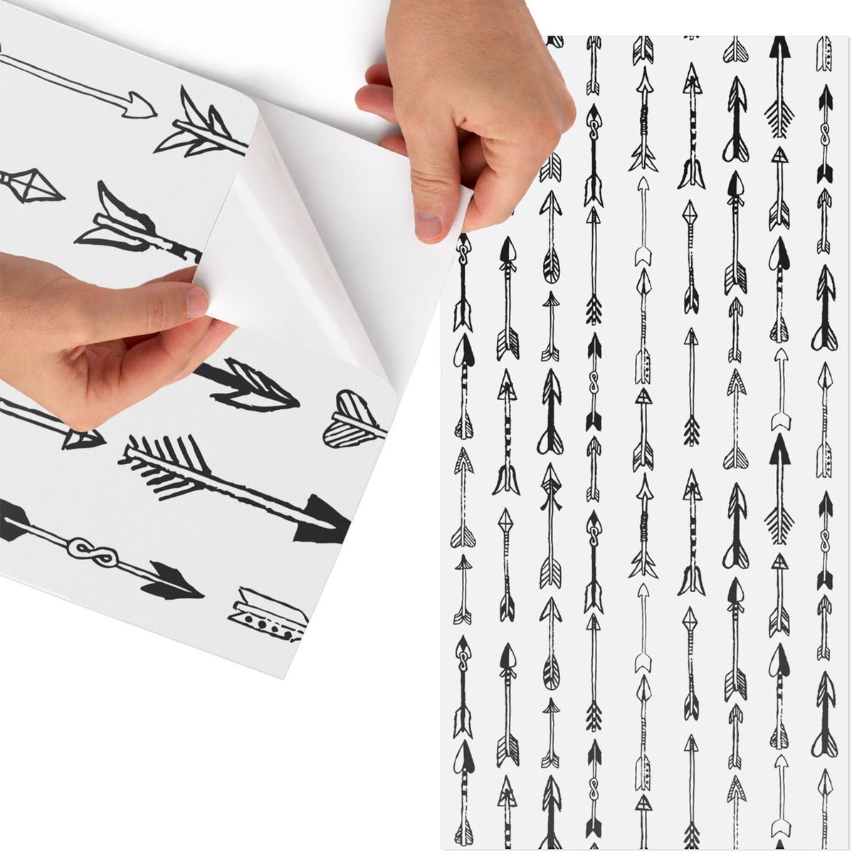 Tulup Meubelfolie - Pijlvormen Meubel Wrap Folie - 50x100 cm - Zwart-wit Meubelfolie - Wrapfolie Keuken - Minimalist Meubelfolie - Decoratiefolie - Tafeldecoratie - Abstractie