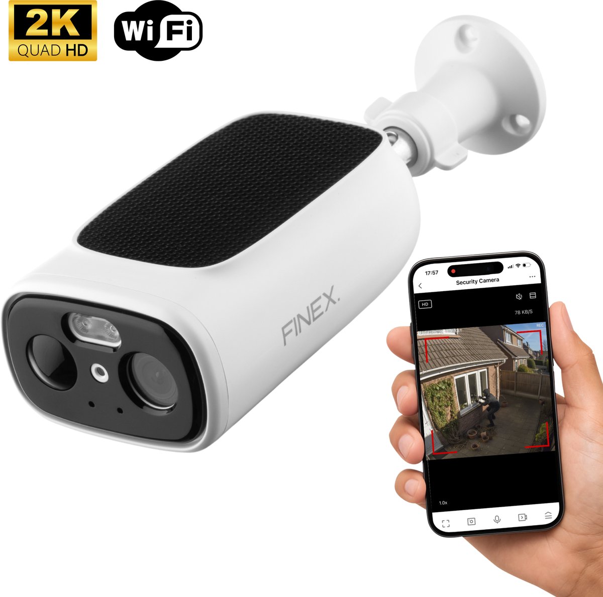 Finex™ Solar Camera Draadloze Beveiligingscamera 2K Ultra HD - Product - €99,95
