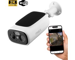 FINEX® Beveiligingscamera Draadloos Buiten – 2K Ultra HD – Solar Camera Met Nachtzicht – Buitencamera – Bewakingscamera voor Buiten – Beveiligingscamera Met WiFi en App – Wit