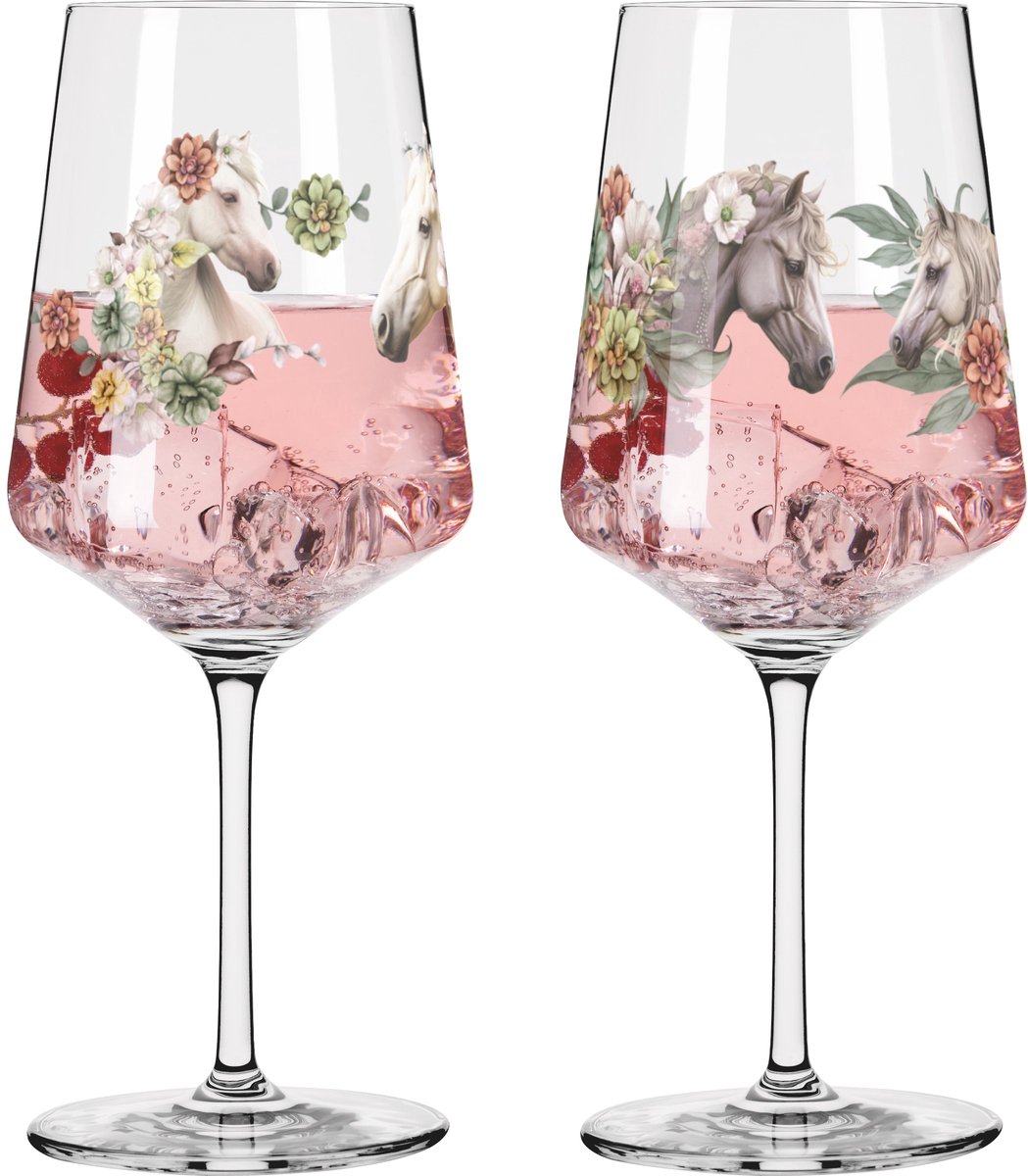 Ritzenhoff Cocktailglas / Wijnglas - Paard Bloemen Design - Kristalglas - 544 ml - Luxe Glazen voor Cocktails, Wijnen en Spritz - Geschikt voor de Vaatwasser