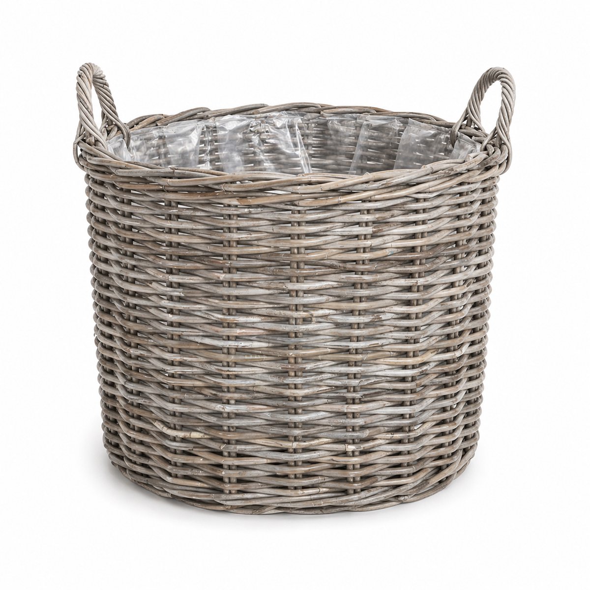 Ronde Rotan Plantenmand - Grey - Ø50xH50 cm - Ronde Mand - Rieten Mand