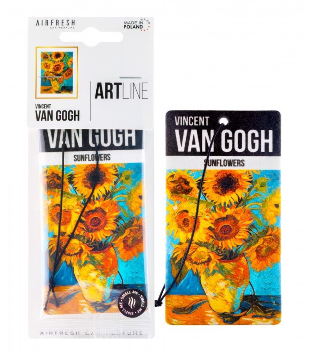 AIRFRESH Art Line Sunflowers Auto Geurhanger – Vincent Van Gogh Geïnspireerde Car Air Freshener Hangende Luchtverfrisser tot 30 Dagen